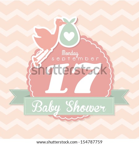 Baby Shower Design Over Pink Background Vector Illustration