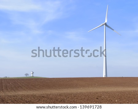 the  wind turbine and the water tower