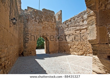 Moorish Gate seen from inside the castle, Carmona, Andalusia, Spain