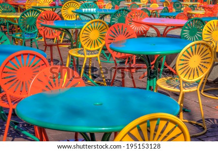 The famous chairs and tables at the University of Wisconsin Union Terrace