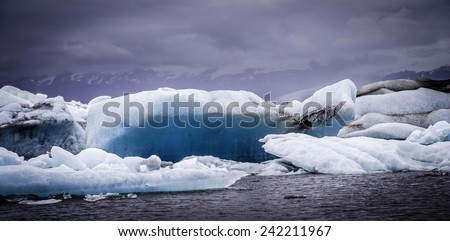 Iceberg floating in the bay at Jokulsarlon, Iceland