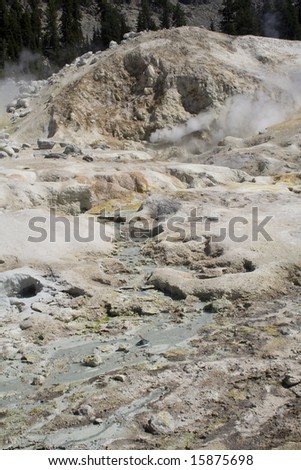 Mineral rich water flowing away from the hot springs and hydrothermal vents in Lassen Volcanic National Park