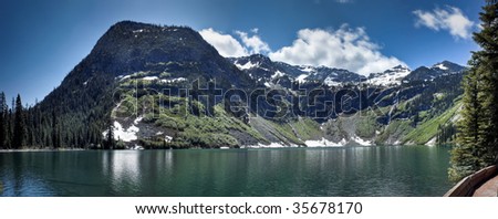 Rainy Lake and waterfalls in the North Cascades