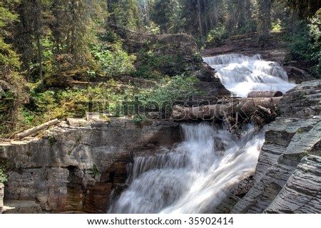 A waterfall in Glacier National Park, Montana