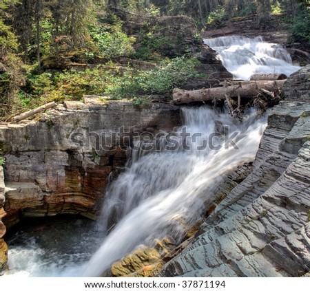 A waterfall in Glacier National Park, Montana