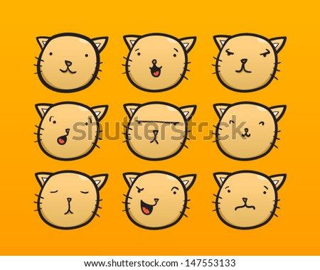 Cat face with different expressions