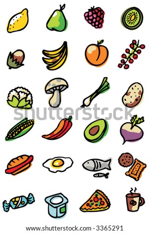 Pictures Of Fruits And Vegetables. stock vector : Food,fruits and
