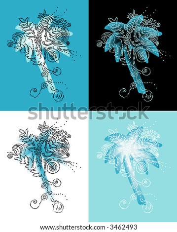 tattoo palm tree. blue. decorative