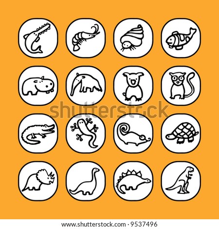 black and white pictures of animals. stock vector : lack and white