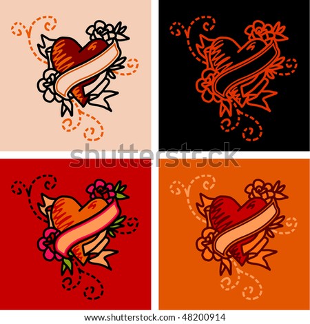 vintage heart tattoo. stock vector : heart tattoo