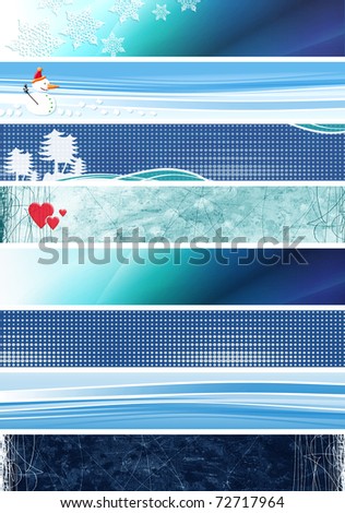 eight abstract & winter blue banners