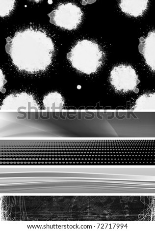 abstract black & white banners & background