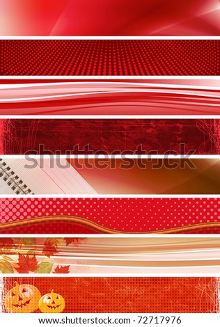 eight abstract & fall red-orange banners