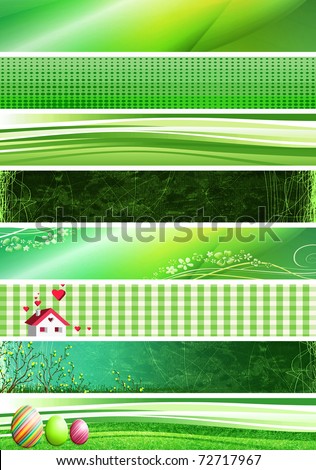 eight abstract & spring green banners