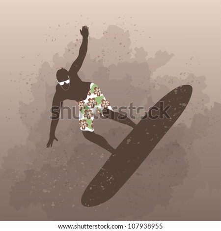 Vector illustration of man surfing on board