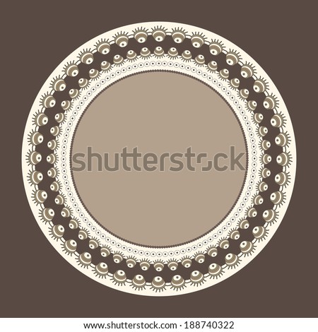 Round frame with unusual fantastic ornament
