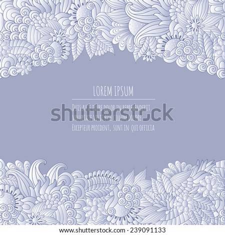 Vector illustration  with hand drawn fantasy plants and flowers, pattern can be used for Corporate identity,  stylish love card for Valentines day