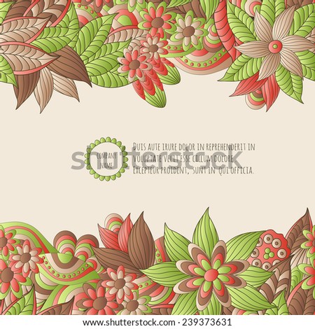 Vector illustration  with hand drawn fantasy plants and flowers, pattern can be used for Corporate identity,  stylish  card or invitation