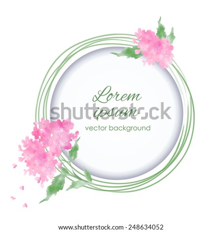 Beautiful watercolor  vector illustration with flowers . Spring holiday card with place for text. Stylish fashion background