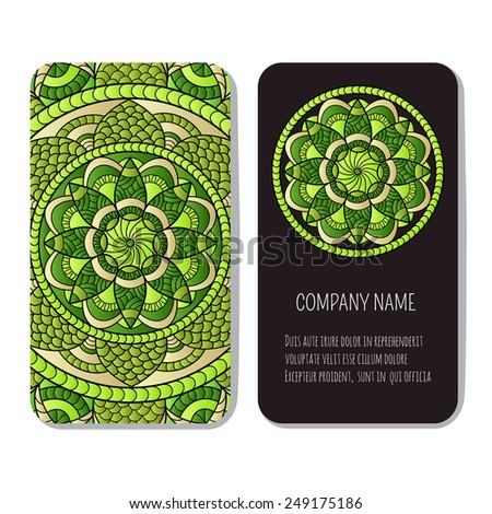 Set of vector templates for Corporate identity with hand drawn ornament