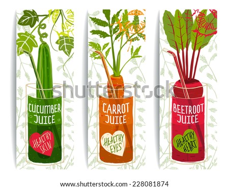 Healthy Vegetables Juices Design Collection on White with Signs and Stamps Brightly colored vegetables for healthy diet Layered vector EPS8 Healthy Vegetables Juices Design Collection on White with Signs and Stamps Brightly colored vegetables for healthy diet Layered vector EPS8