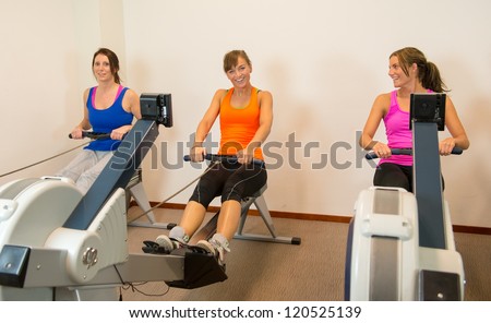 Women rowing in the sport club