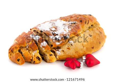 currant bread with almond paste and sugar for Christmas