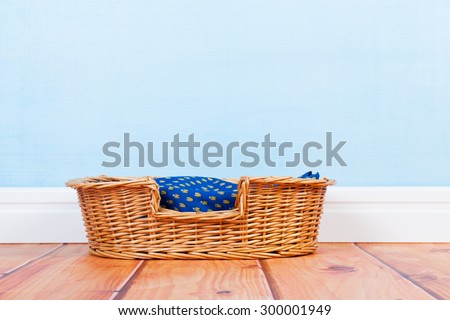 Empty basket at the floor for dog or cat