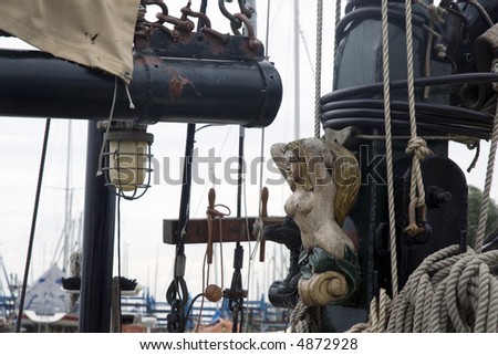 a mermaid on a old sailing-yacht