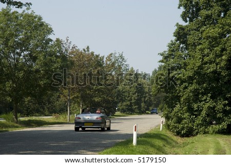driving with sportscar in nature