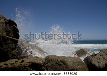 high sea at the coast with high waves