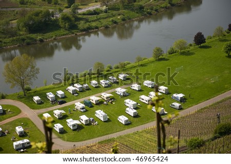 Mobil homes near the Moselle river in Germany