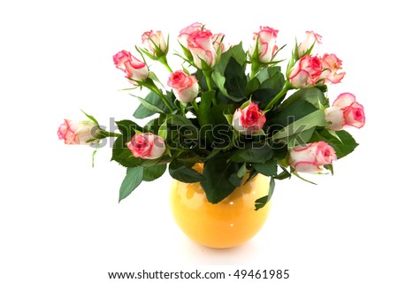 pink and yellow rose bouquet. stock photo : Bouquet of pink