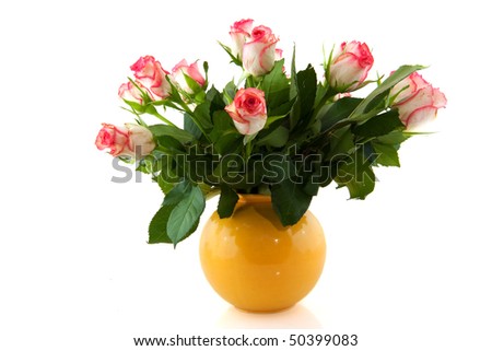 pink and yellow rose bouquet. stock photo : Bouquet of pink