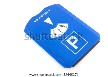parking card with time table isolated over white