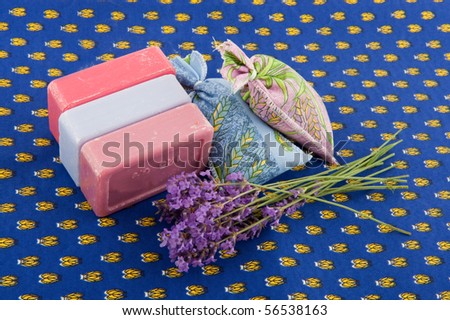 Famous products from the Provence as soap Lavender and scented sachets