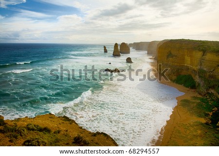 Great ocean road in Australia with rough coast