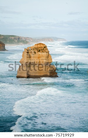 High rocks in the sea at the coast from Australian near the great ocean road