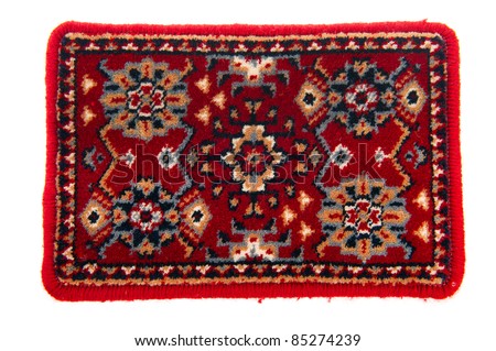 Red Persian carpet with pattern isolated over white background