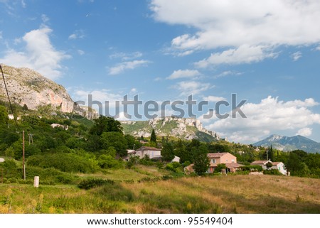 Nature landscape with high rocks in the Haute Provence in France