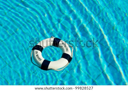 Floating life buoy with welcome on board