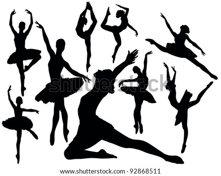 Set Of Ballet Dancers Silhouettes. Vector Illustration - 92868511