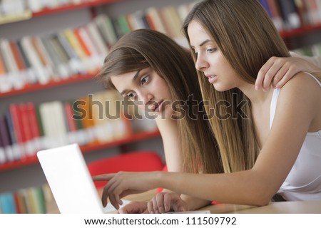 Two friends are looking at the computer
