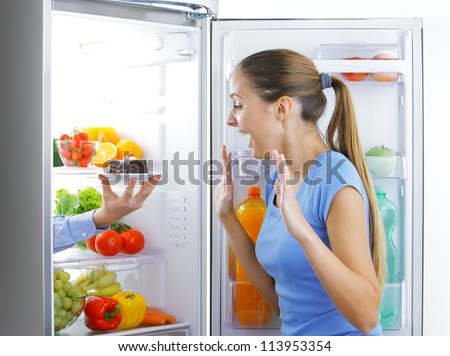 Young woman is happy to stops his diet
