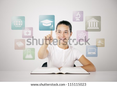 Young girl chooses his future career Young girl chooses his future career
