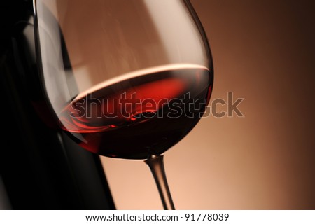 red wine glass close up, food photo