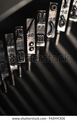 Close up of the letters on an old typewriter.