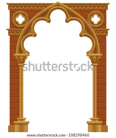 Vector isolated frame in form of the stone decorated gothic arch