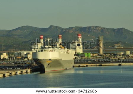  Carriers on Auto Car Carrier Ship  Designed For Transportation Of Cars Stock Photo