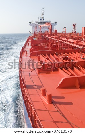 Tanker crude oil carrier ship designed for transporting crude oil with anchor